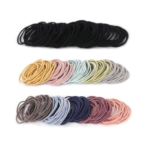 Unaone Hair Elastics Ties, 300 PCS Stretchable Rubber Hair Band No Crease Hair Band 2mm for Thin Hair, Suitable for Women, Men, Girls and Boys