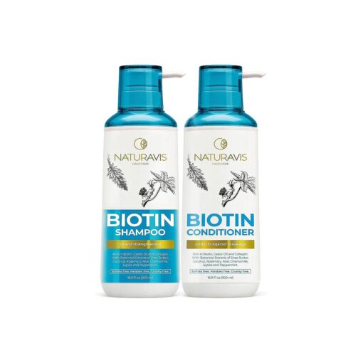 Biotin Shampoo and Conditioner Set with Castor Oil - Sulfate Free Formula to Boost Volume for Thinning Hair - Thickening Ingredients for Men and Women - Volumizing Salon Grade Treatment with Rosemary