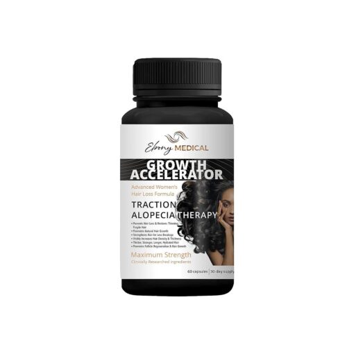 Ebony Medical Hair Regrowth Supplement for Traction Alopecia - Supports Hair Density for Thicker, Stronger, and Longer Hair by Helping with Follicle Regeneration - 30 Day Supply