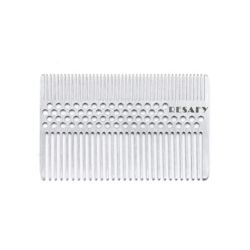 Resafy Stainless Steel Hair Comb Dandruff Comb Mens Razor Comb Wallet Comb Credit Cart Size Pocket Comb