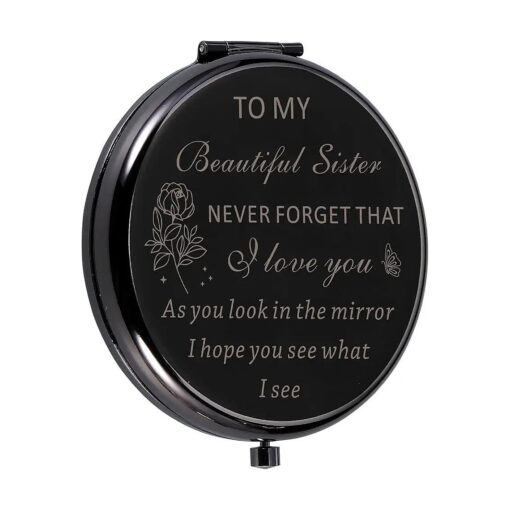 Sisters Valentines Day Gifts from Sister Compact Mirror for Women Sister Stocking Stuffers Birthday Gift Ideas for Sister Best Friend Christmas Graduation Easter Gifts from Little Sister Big Brother