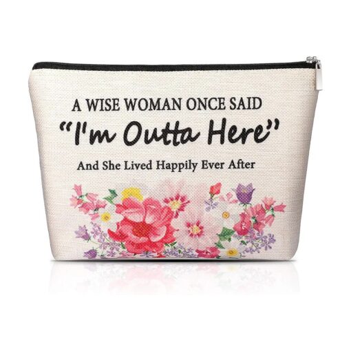 Weewooday Retirement Gifts for Women Retirement Makeup Bag Gifts for Friends Wife Mom Grandma Coworker Teachers Nurses Funny Birthday Christmas Retired Makeup Bag