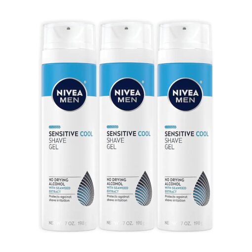 NIVEA MEN Sensitive Cooling Shave Gel with Chamomile and Seaweed Extracts, 3 Pack of 7 Oz Cans