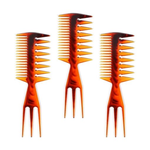 3 Pieces Fish Comb 3 In 1 Double Side Fish Tail Bone Shape Plastic Comb Hair Pick Comb Tool Structure Super Styler Tool Comb for Hair Coloring Highlighting Balayage Microbraiding