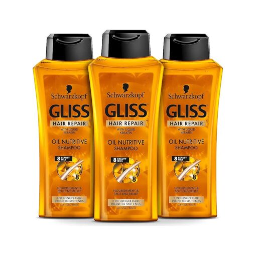 GLISS Hair Repair Shampoo, Oil Nutritive for Longer Hair Prone to Split Ends, 13.6 Ounces ( Pack of 3 )