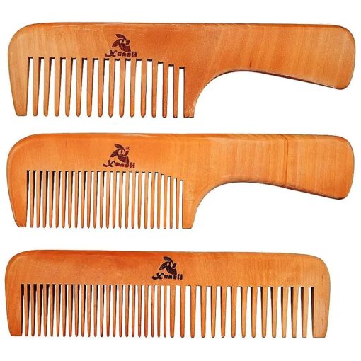 3 PCS Peach Wooden Comb Women and Men Comb - Wide & Narrow Tooth ( S023 )