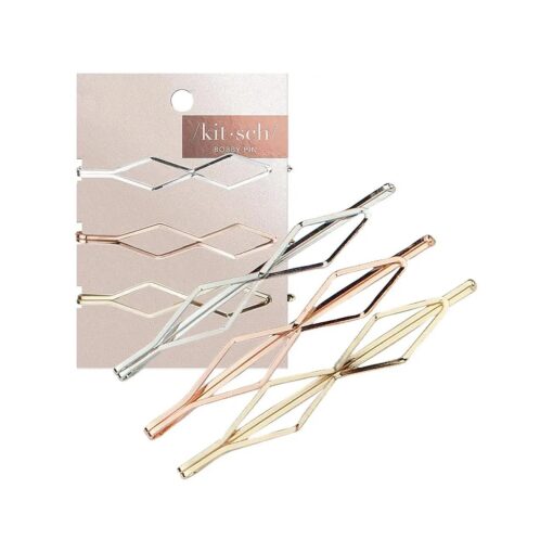 Kitsch Decorative Mini Bobby Pins - Fashion Metal Hair Pins for Women Hair | Decorative Hair Pins | Hairpins | Fancy Bobby Pins for Women 's Hair, Bobby Pins for Styling, 3 pcs ( Diamond )