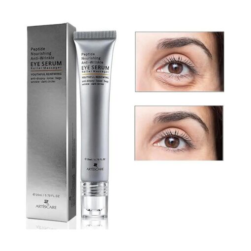 MIESCHER Eye Peptide Serum Eye Massage Roller Nourishing Relieve Loose Eye Bags Dark Circles Eye Skin Care Under Eye Cream for Fine Wrinkles and Puffiness Daily Skincare ( Nourishing Grey )