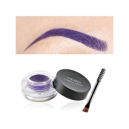 MAEPEOR 12 Colors Eyebrow Pomade Full-pigmented Long Lasting Waterproof Eyebrow Cream Gel Filling & Shaping Tinted Eyebrows Enhancers with Brush for Daily or Cosplay ( 12 Purple )