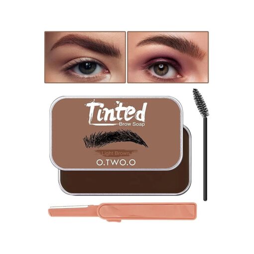 Tinted Eyebrow Soap Kit, Brow Styling Soap Long Lasting Hold Eyebrow Soap Wax Long Lasting Waterproof Clear Brow Gel For Eyebrow Makeup Soap Brows Kit - Light Brown