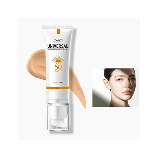 Tinted Sunscreen for Face SPF 50, Hydrating Sun Essence Face Sunscreen Leaves No Sticky Feeling Travel Size Sunscreen Against UVA and UVB Rays 50ml / 1.7oz