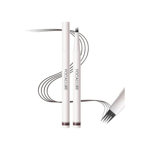 FOCALLURE FLUFFMAX TINTED Liquid Eyebrow Pen, Eyebrow Microblading Pen with a Micro-Fork Tip Applicator, Long-Lasting, Smudge-Proof, Creates Natural Looking Brows, DEEP BROWN