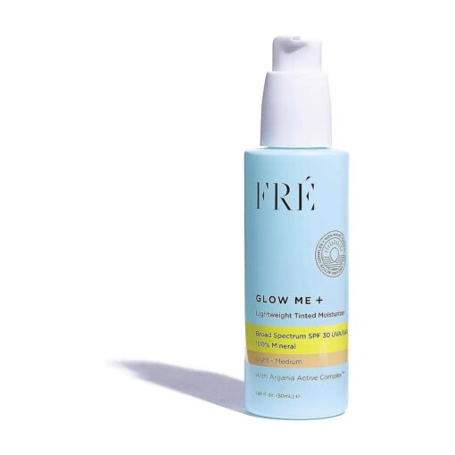 Tinted Mineral Sunscreen with Non-Nano Zinc Oxide, SPF 30 Face Moisturizer, GLOW ME by FRE Skincare ( Medium-Deep ) - Hydrating Lightweight Face Cream for Smoother & Glowing Skin - Reef-Safe Sunscreen