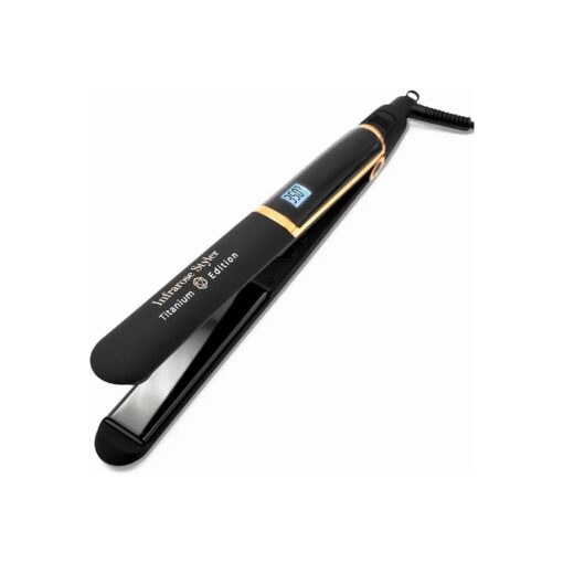 Skin Research Institute Infrarose Titanium Styler - Floating Plates for Reduced Pulling - Fast Heat-Up - Curved Design for Curls and Wave Styling - Up to 450deg - Swivel Cord for Reduced Tangling