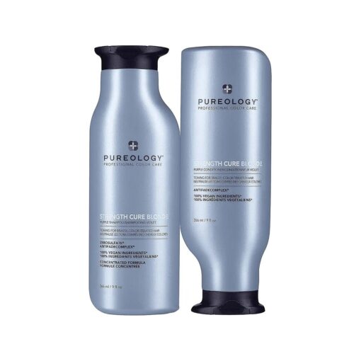 Pureology Strength Cure Blonde Purple Shampoo and Conditioner Set | Tones & Fortifies Brassy Hair | Sulfate-Free | Vegan | Paraben-Free