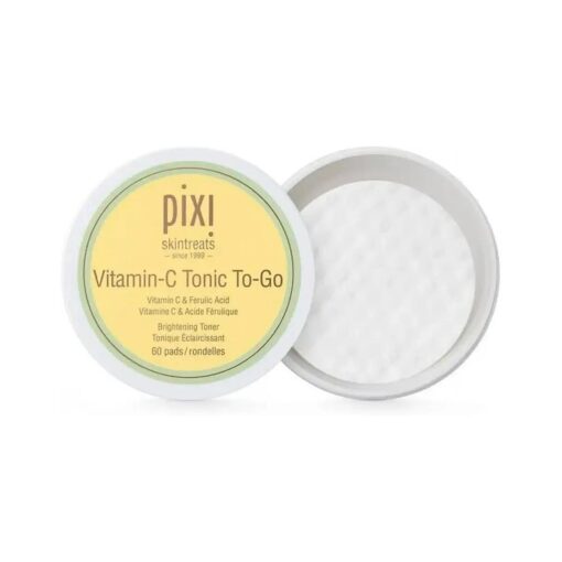 Pixi Vitamin-C Tonic to-Go, Brightening & Toning Pads Containing Vitamin-C & Probiotics, Boosting Skin Luminosity, Alcohol-Free Daily Balancing Toner Pads On The Go, 60 Pads