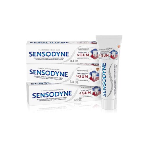 Sensodyne Sensitivity & Gum Whitening Toothpaste, Toothpaste for Sensitive Teeth & Gum Problems, 3.4 Ounces ( Pack of 3 )