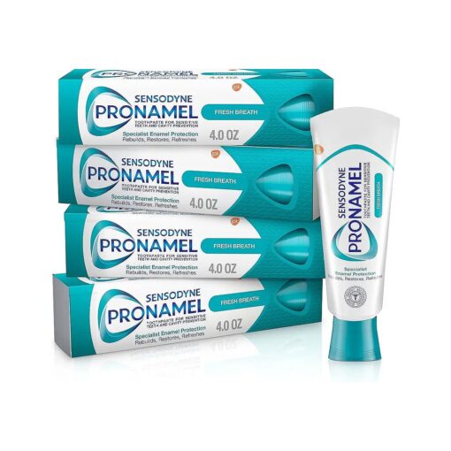 Sensodyne Pronamel Fresh Breath Enamel Toothpaste for Sensitive Teeth and Cavity Protection, Sensitivity Protection, Fresh Wave - 4 Ounces x 4