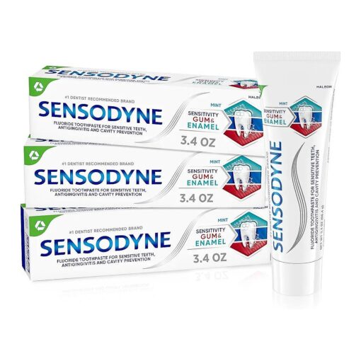 Sensodyne Toothpaste Sensitivity Gum and Enamel, Triple Protection, Refreshing Fluoride Toothpaste, Mint Flavor - 3.4 Ounces x 3