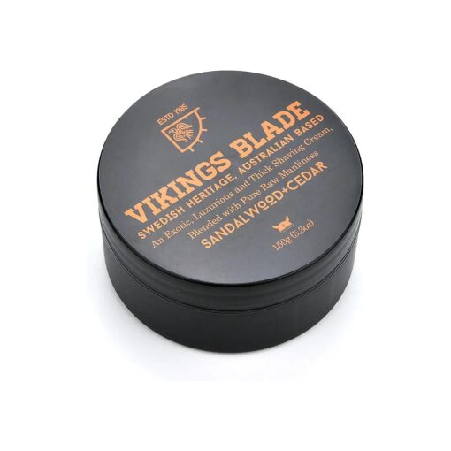 VIKINGS BLADE Luxury Shaving Cream, Sandalwood & Western Red Cedar, Silky Buttery Smooth, Surfactant Base, Refreshing, Clean, Close, FOAMING Shave Cream