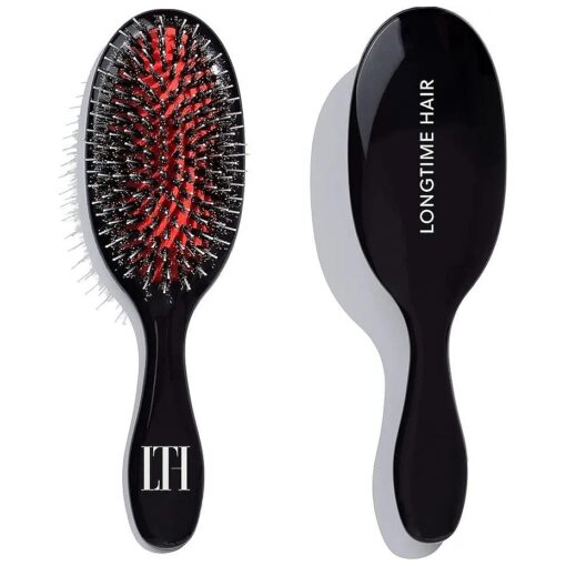 Longtime Hair ( r ) Hair Brush for Extensions, Care Brush for Hair Extensions, Wig and Toupees, Natural Boar Bristles and Nylon Bristles, Ideal for Detangling and Caring for Real Hair Extensions