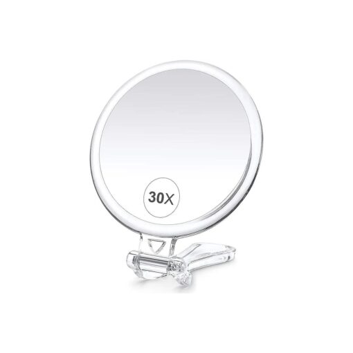 B Beauty Planet 30X Magnifying Mirror, Magnifying Mirror with Handle, Hand Mirror with Double Side 30X/1X Magnification, Travel Mirror for Eyes Makeup