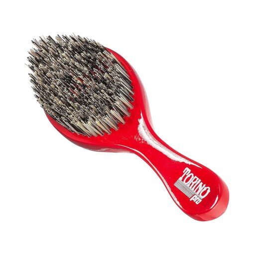 Torino Pro Wave Brush # 470 by Brush King - Extra Hard Curve Wave Brush with Reinforced Boar & Nylon Bristles - Great for Wolfing - Curved 360 Waves Brush