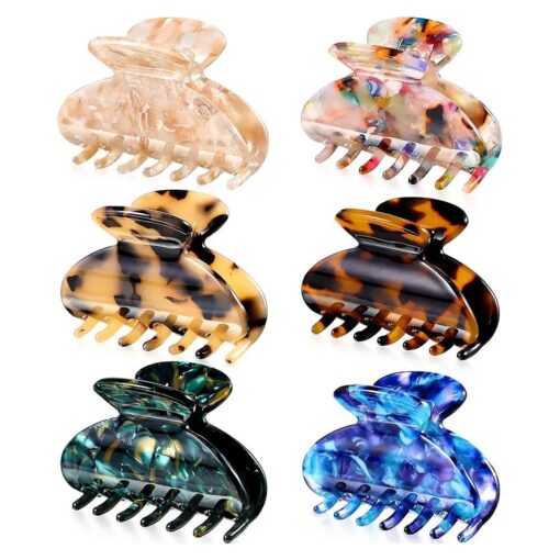 6 Pieces Tortoise Shell Hair Claw Clip for Women 2 Inch Hair Clip Tortoise Hair Medium Banana Claw Clips for Hair French Resin Clamp for Girls, Assorted Design