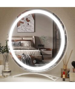 FENNIO Vanity Mirror with Lights, 20" x18" LED Lighted Makeup Mirror, Large Makeup Mirror with Lights, Touch Sensor with 3-Color Lighting, Dimmable for Vanity Desk Tabletop, Bedroom