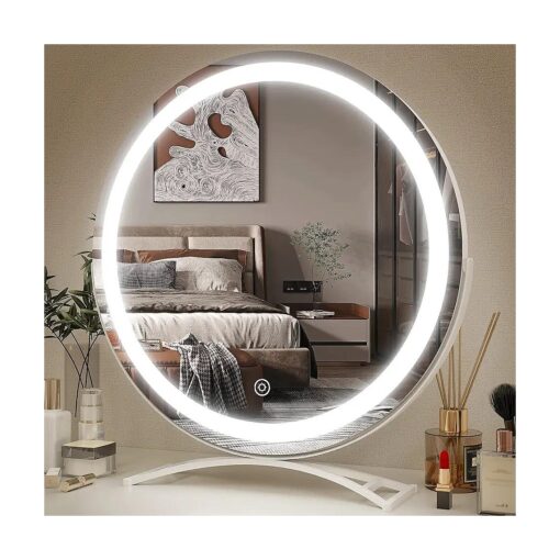 FENNIO Vanity Mirror with Lights, 20" x18" LED Lighted Makeup Mirror, Large Makeup Mirror with Lights, Touch Sensor with 3-Color Lighting, Dimmable for Vanity Desk Tabletop, Bedroom