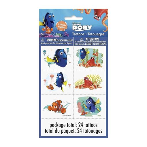 Unique Finding Dory Party Temporary Tattoos - Assorted Designs, 24 Pcs