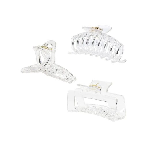 Clear Hair Claw Clips for Thick/Fine/Thin Hair, Strong holding Women Large Jaw Clips for Hair 3 pcs No break polycarbonate clear hair clips ( Transparent hair clips )