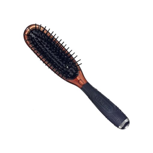 Kent KB Headhog Travel Detangling Hair Brush, Tortoise Shell, Black Rubber Cushion Detangler Brush and Scalp Brush, Firm Rounded Plastic Bristles for Women Men and Kids Everyday Care, Made in England