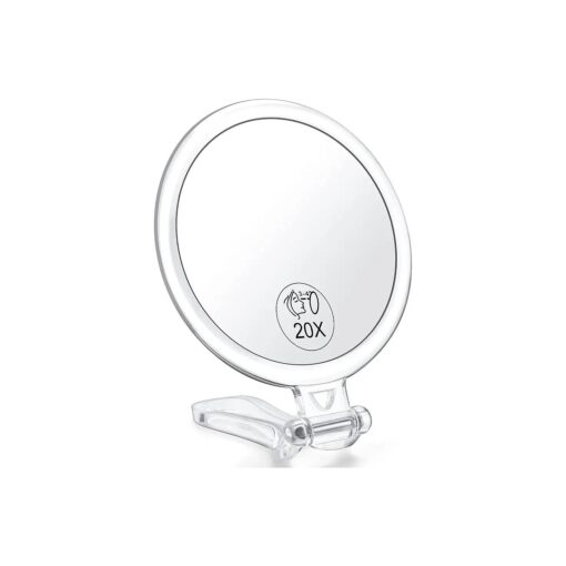 20x Magnifying Mirror, Travel Handheld Mirror - 2-Sided with 1X 20X Magnification Adjustable Handle, Portable, Small, Girl Women Mother 's Gift