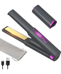 Cordless Hair Straightener, Portable Hair Straightener,2-in-1 Rechargeable Hair Straightener with Titanium Plates 45s Fast Heat,3 Temp Adjustable Cordless Straightener for Travel