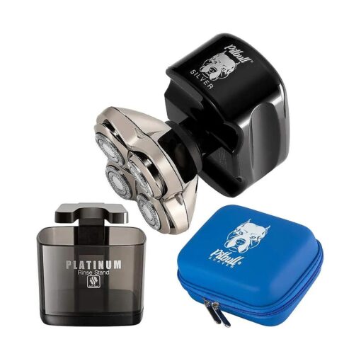 Buy a Skull Shaver Pitbull Silver PRO Along with Pitbull Travel Case and Platinum Rinse Stand