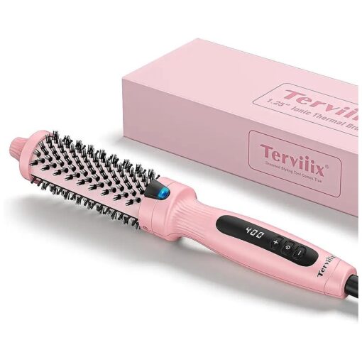 Terviiix 1.25 Inch Hot Brush Curling Iron Brush Ceramic 1 1/4 Inch Double MCH Heated Thermal Brush Tourmaline Ionic Hair Curler, Digital Display 9 Temperatures Curling Wand Dual Voltage for Traveling