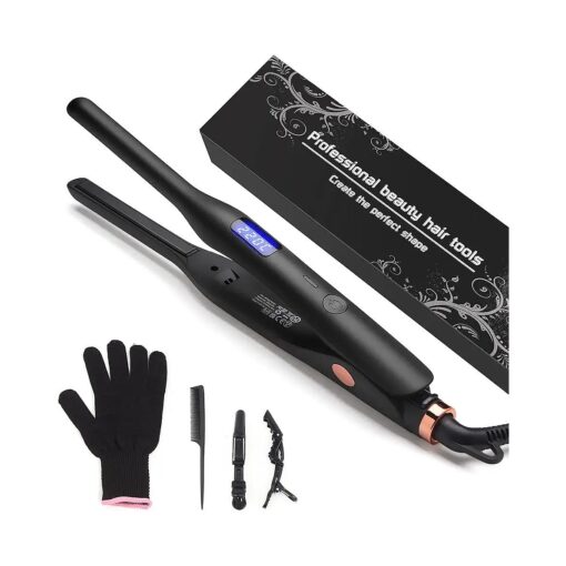 Hair Straightener Pencil Flat Iron, Ceramic Mini Small Flat Iron for Short Hair, Beards & Pixies