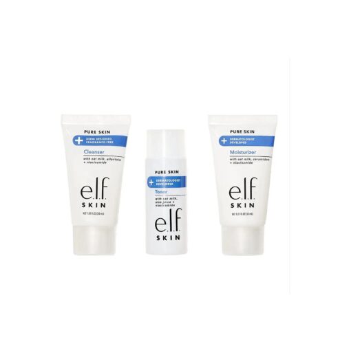 e.l.f, Skin Pure Skin Back to Basics Mini Kit, Clean & Gentle Cleanser, Toner & Moisturizer, Great for Sensitive Skin, TSA-Friendly Sizes