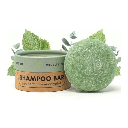 Shampoo Bar | Peppermint + Eucalyptus | Eco-friendly Shampoo with Travel Container | Natural Salon Quality Shampoo, Zero Waste & Plastic Free