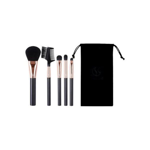 Travel Makeup Brushes Set w/Pouch, 5PCS Mini Cosmetic Brushes Kit for Foundation, Eyeshadow, Lip, Blush Make Up Brushes Professional