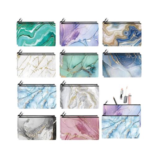 Reginary 20 Pieces Cosmetic Bag for Women, Roomy Makeup Bags with Zipper Toiletry Bag Pouch Travel Packing Accessory Organizer Gifts, 7 x 4.3 Inches ( Marble )