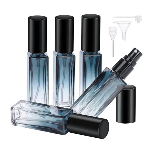 Segbeauty Travel Perfume Bottle Refillable, 5pcs 10ML Mini Glass Perfume Containers with Funnel and Pipette, Empty Portable Leak-proof Fragrance Bottles Spray Atomizer Pump Bottle Kit for Toiletries