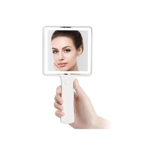 helloleiboo Handheld Makeup Mirror, LED Dimmable Travel Mirror, USB Charging, No AAA Battery Required, Mini Portable, Multi-Functional Cosmetic Mirror for Travel and Home Use