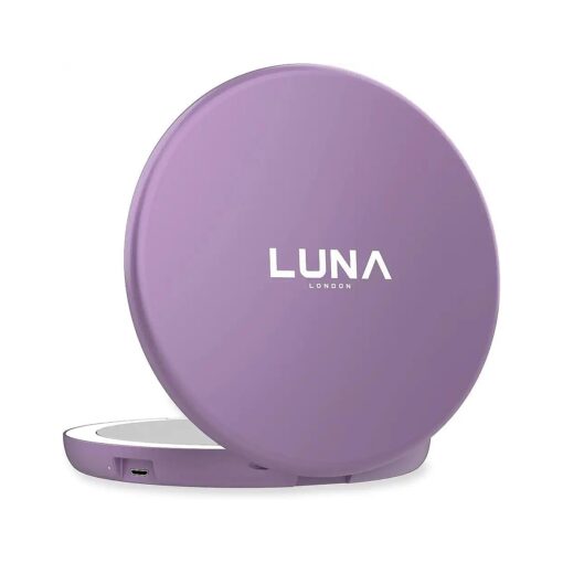 Compact 2.0 Travel Mirror in Lavender ( Purple ) | Travel Makeup Mirror with Light | LED Lighted Vanity Mirror with 3 Light Modes | 7X Magnification Folding Portable & Rechargeable | Espejo