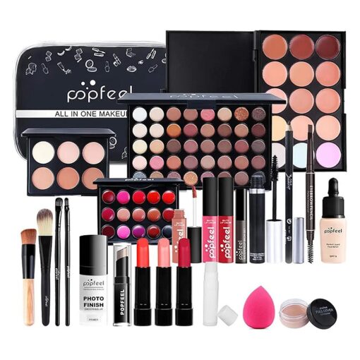 All-in-One Makeup Gift Set Travel Makeup Kit Complete Starter Makeup Bundle Lipgloss Lipstick Concealer Blushes Powder Eyeshadow Palette Cosmetic Palette for Teen Girls & Adults # 2