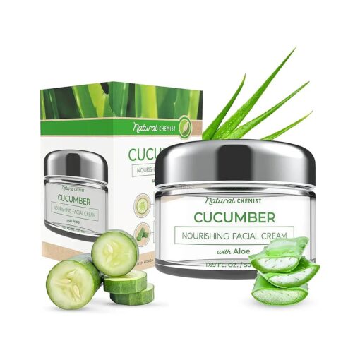 Cucumber & Aloe Daily Face Moisturizer - Hydrating & Cooling, Nourishing Day Cream - Cruelty Free Korean Skin Care For All Skin Types - 1.69 Fl, oz/ 50ml