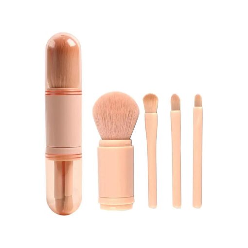 Sajani Mini Makeup Brush Set with Case, Face And Eyeshadow Makeup Brush Kit Travel, Synthetic Bristles Cosmetic Brush Set for Powder Blending Blush Eyeshadow Lipstick ( 4 In 1 Makeup Brush )