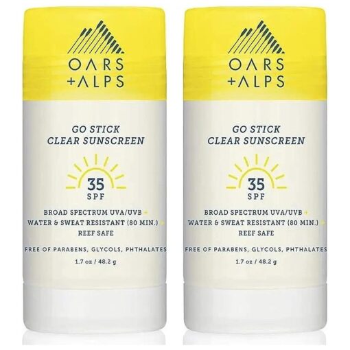 Go Stick Clear SPF 35 Face Sunscreen, Skin Care Infused with Vitamin E and Antioxidants, Water and Sweat Resistant, TSA Friendly, 1.7 Oz, 2 Pack