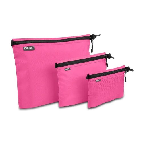 GOX 3 Pack Travel Toiletry Bag for Men Carry On Packing Organizer Zipper Pouch Portable Cosmetic Pouch Accessory Document Electronics ( Pink )